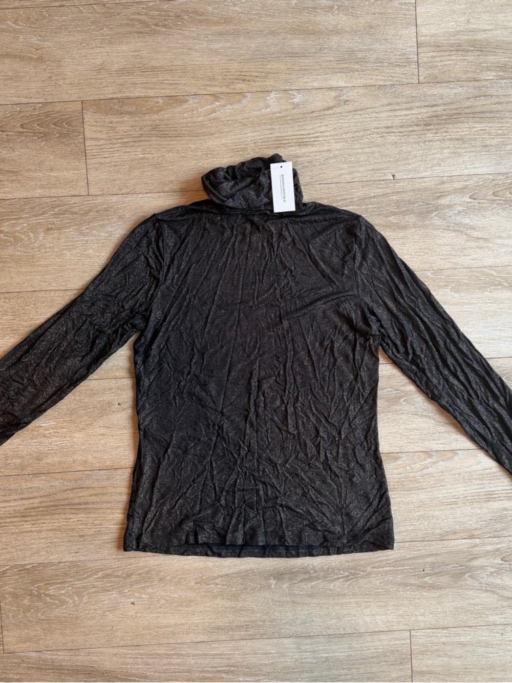 Banana Republic Black Metallic Sheer Turtleneck Top size medium - Picture 1 of 4